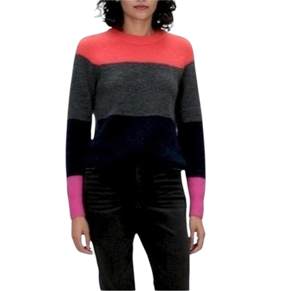 Banana Republic Colorblock Wool Blend Pullover Sweater Striped Sz M - Picture 3 of 9